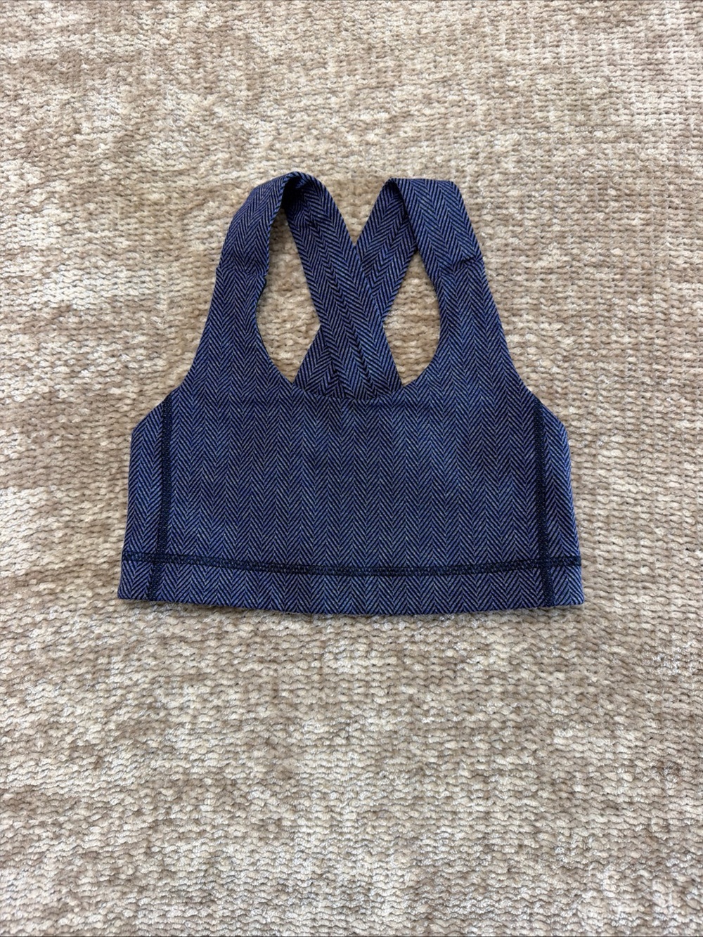 Lululemon Athletica Navy Herringbone Cross-Back All Sports Bra XS Size 4